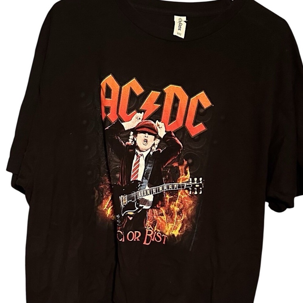 AC/DC Rock Or Bust Angus Young Graphic T-Shirt Mens Black Tultex 202 Size XL